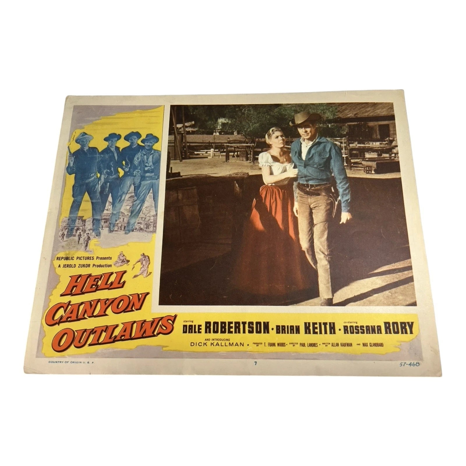 Vintage Western Movie Lobby Card Hell Canyon Outlaws 1957
