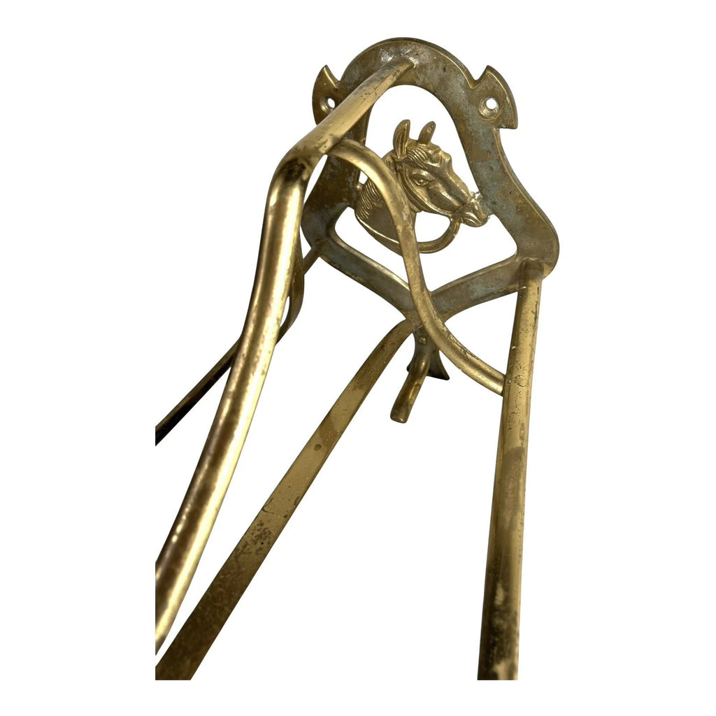 Vintage English Saddle Horse Head Brass Saddle Rack Bracket