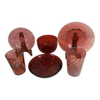 Vintage Lot of 6 Pieces of Cranberry Glass Owned by Martha Stewart