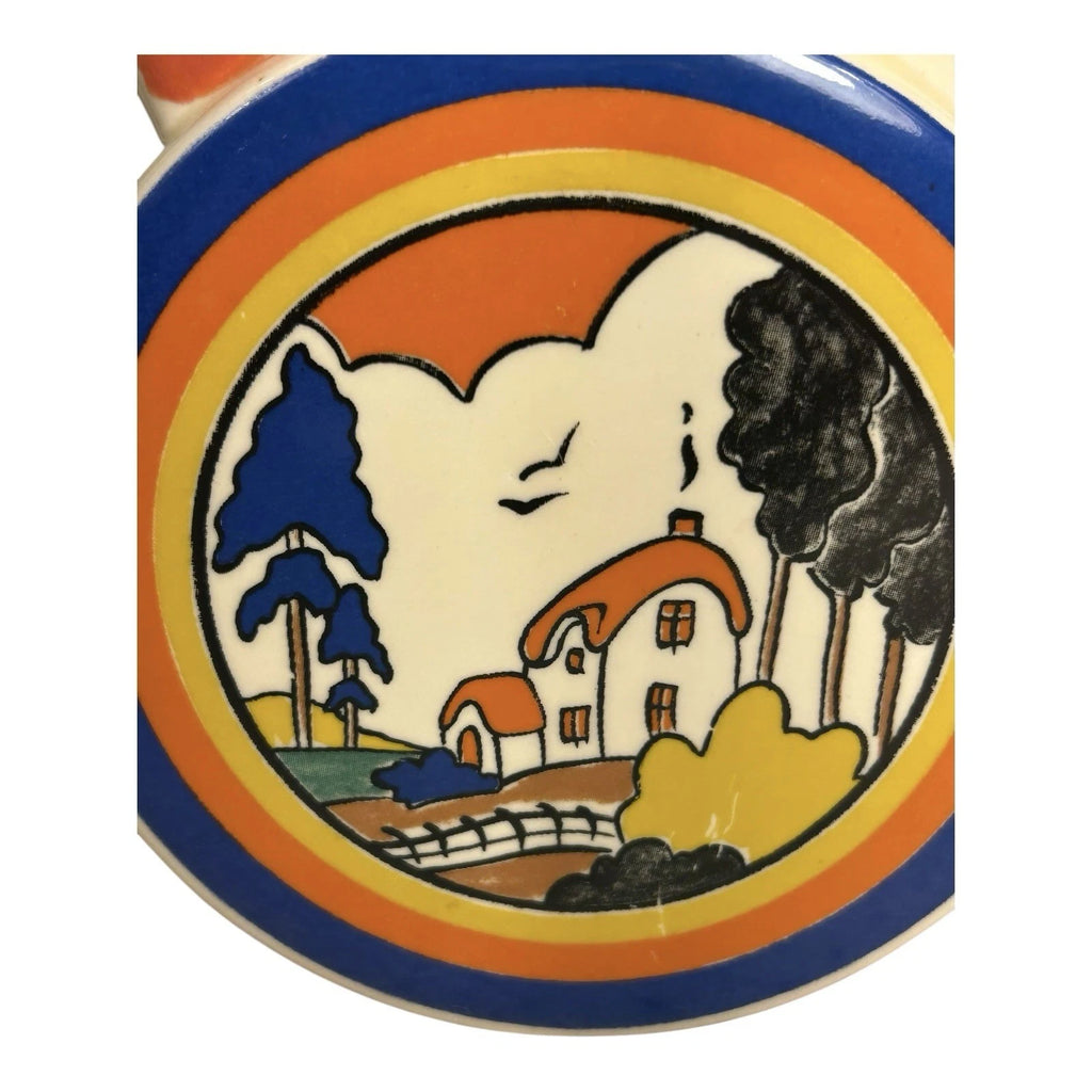 Vintage Clarice Cliff Style Jug Pitcher Huntley Cottage by Moorland Pottery
