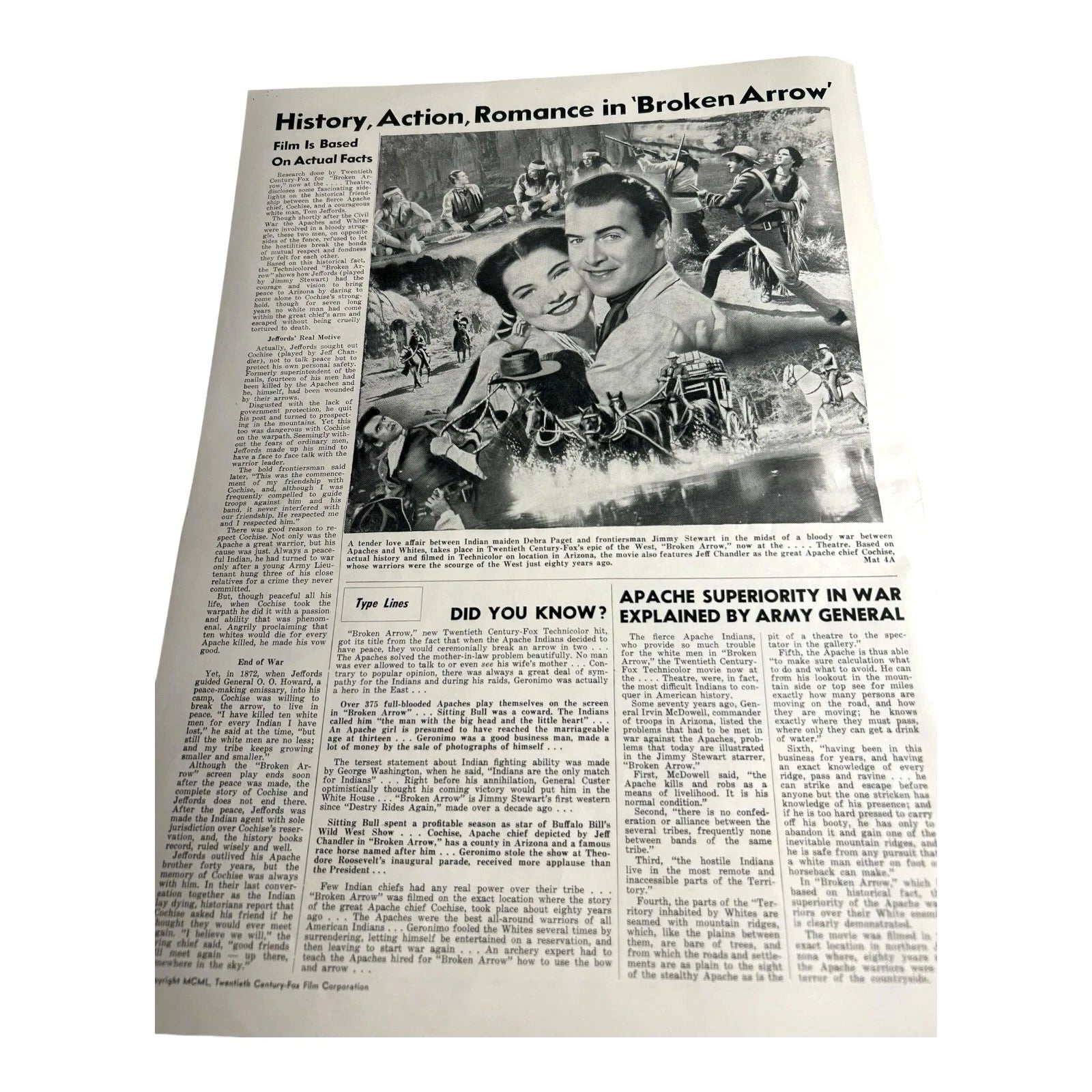Vintage Movie Press Book Showmans Manual Broken Arrow 1950