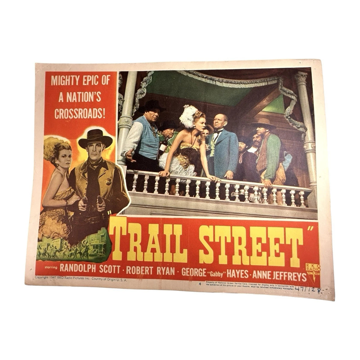 Vintage Western Movie Lobby Card Trail Street T 1947