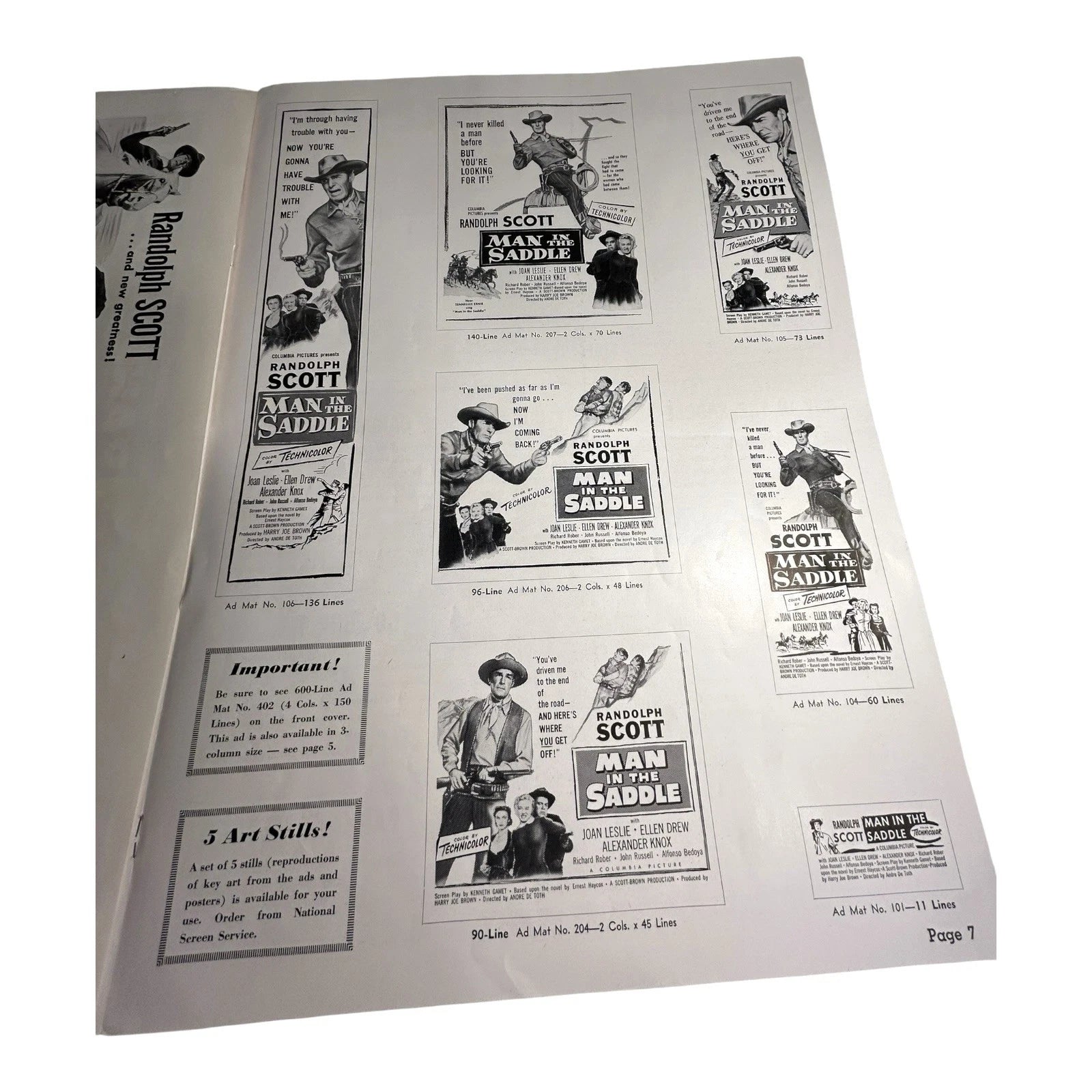 Vintage Movie Press Book Showmans Manual Man In The Saddle 1951