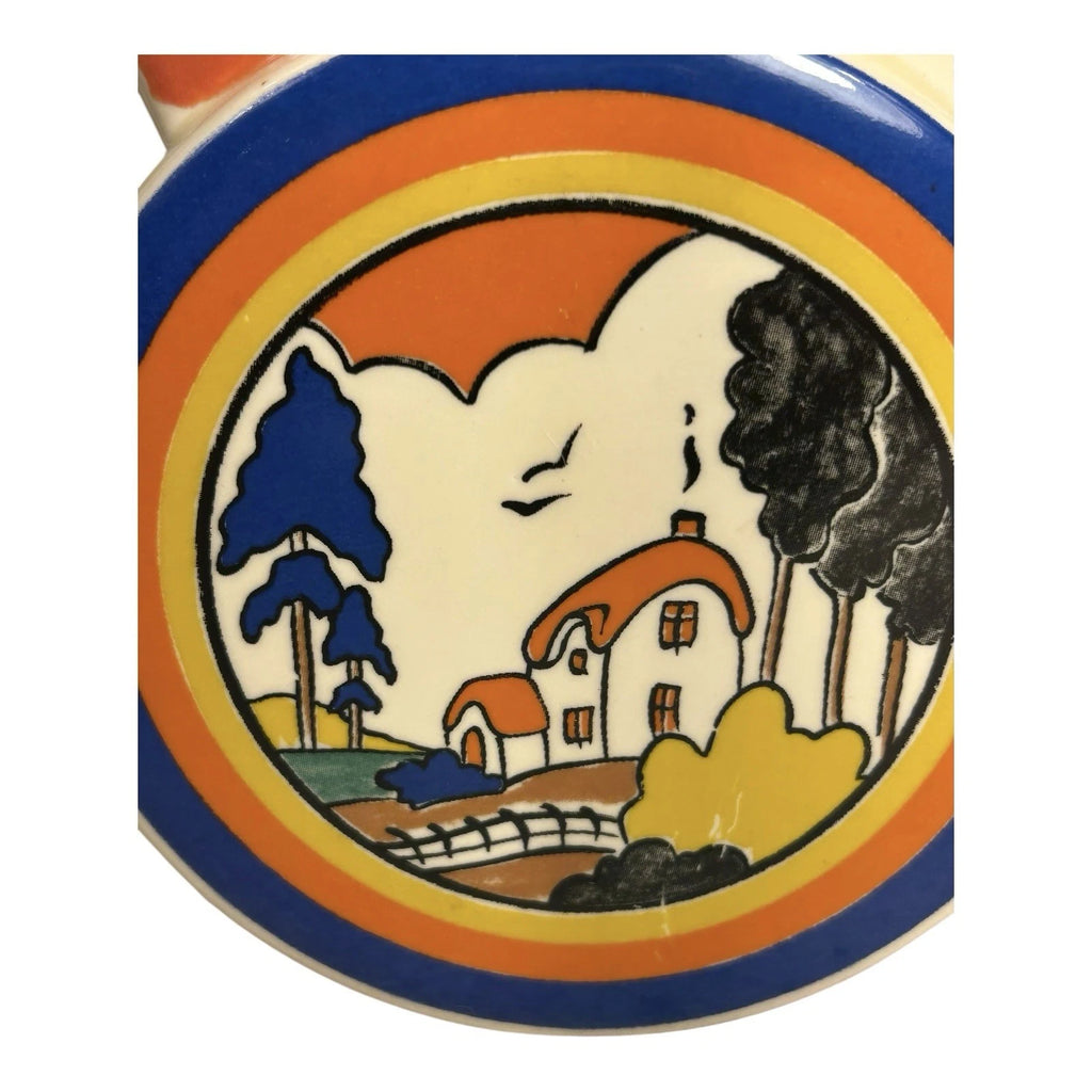 Vintage Clarice Cliff Style Jug Pitcher Huntley Cottage by Moorland Pottery