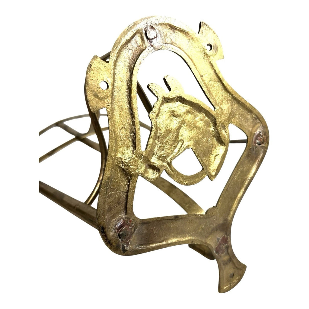 Vintage English Saddle Horse Head Brass Saddle Rack Bracket