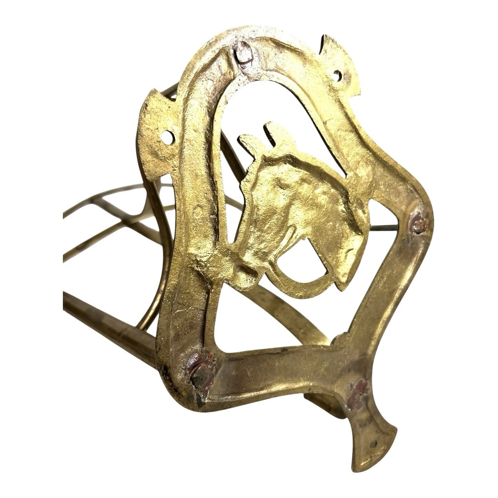 Vintage English Saddle Horse Head Brass Saddle Rack Bracket