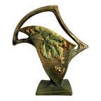 Antique Roseville Art Pottery Bushberry Art Deco Handled Basket Vase 37 1-10