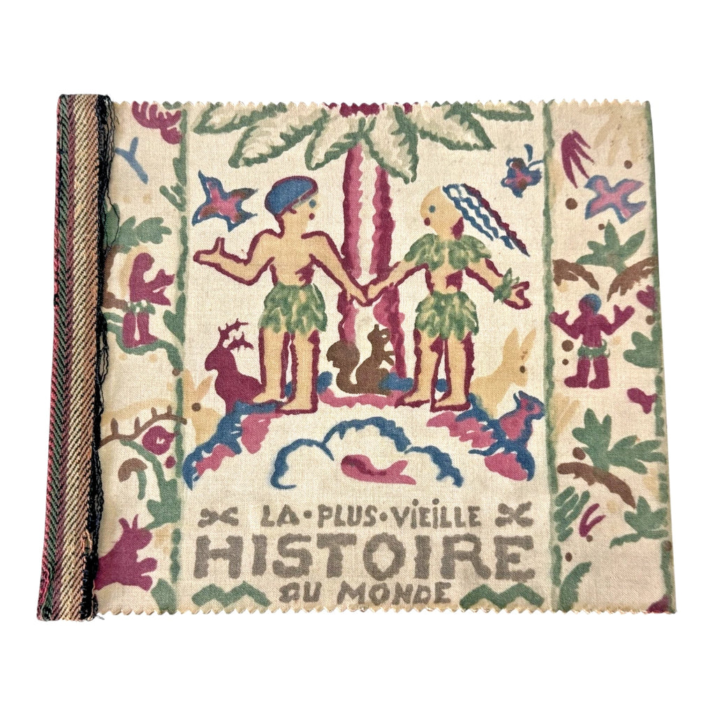 Antique Paul Dumas French Linen Cloth Children's Bible Book Creation Story