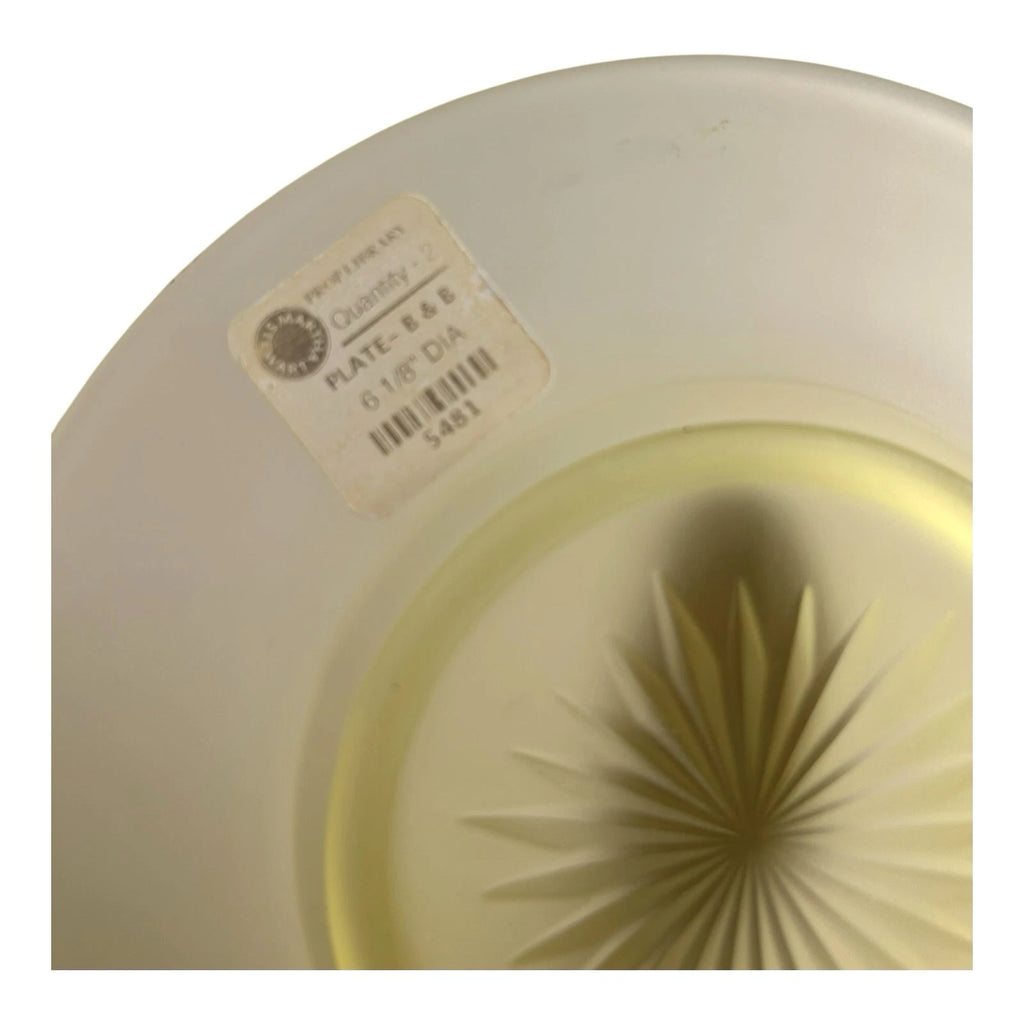 Vintage Set of 2 Vaseline Uranium Glass Plates Owned by Martha Stewart