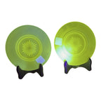 Vintage Set of 2 Vaseline Uranium Glass Plates Owned by Martha Stewart