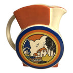 Vintage Clarice Cliff Style Jug Pitcher Huntley Cottage by Moorland Pottery
