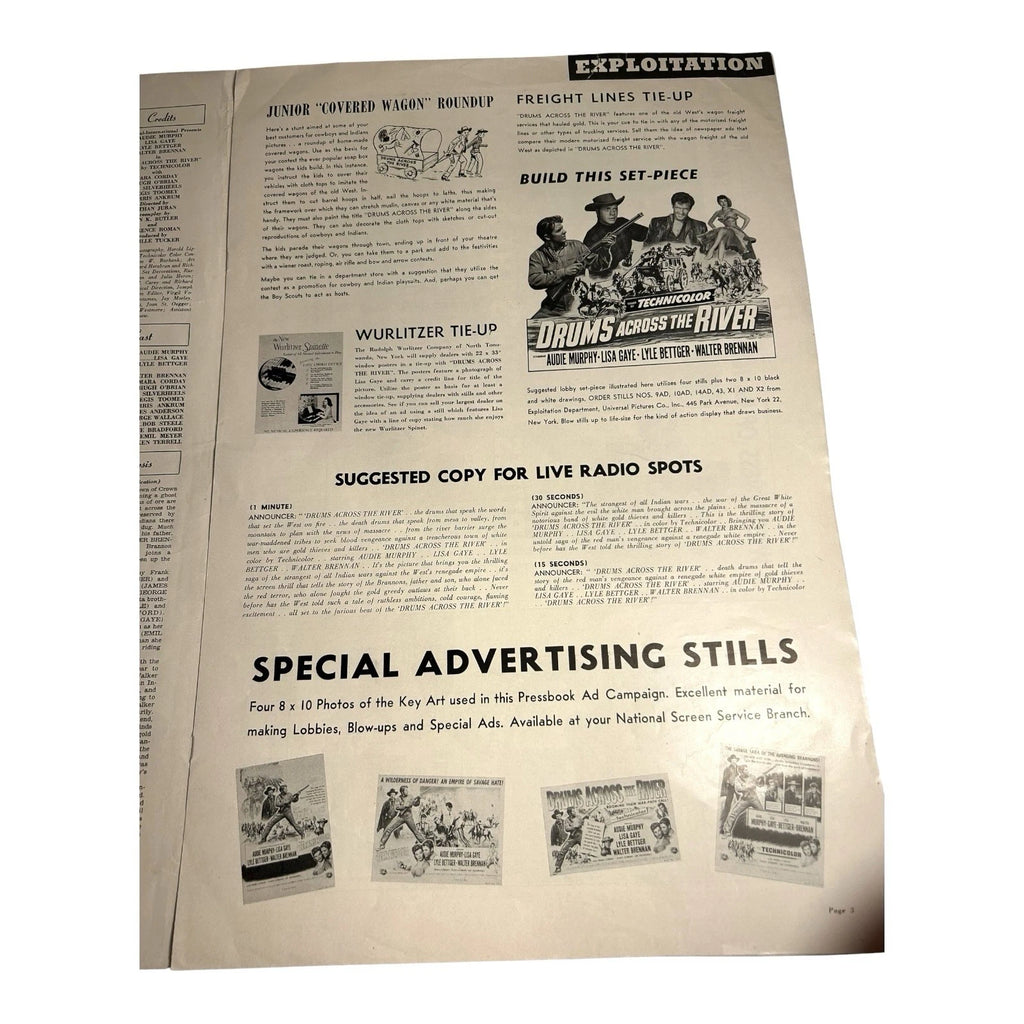 Vintage Movie Press Book Showmans Manual Drums Across The River 1954