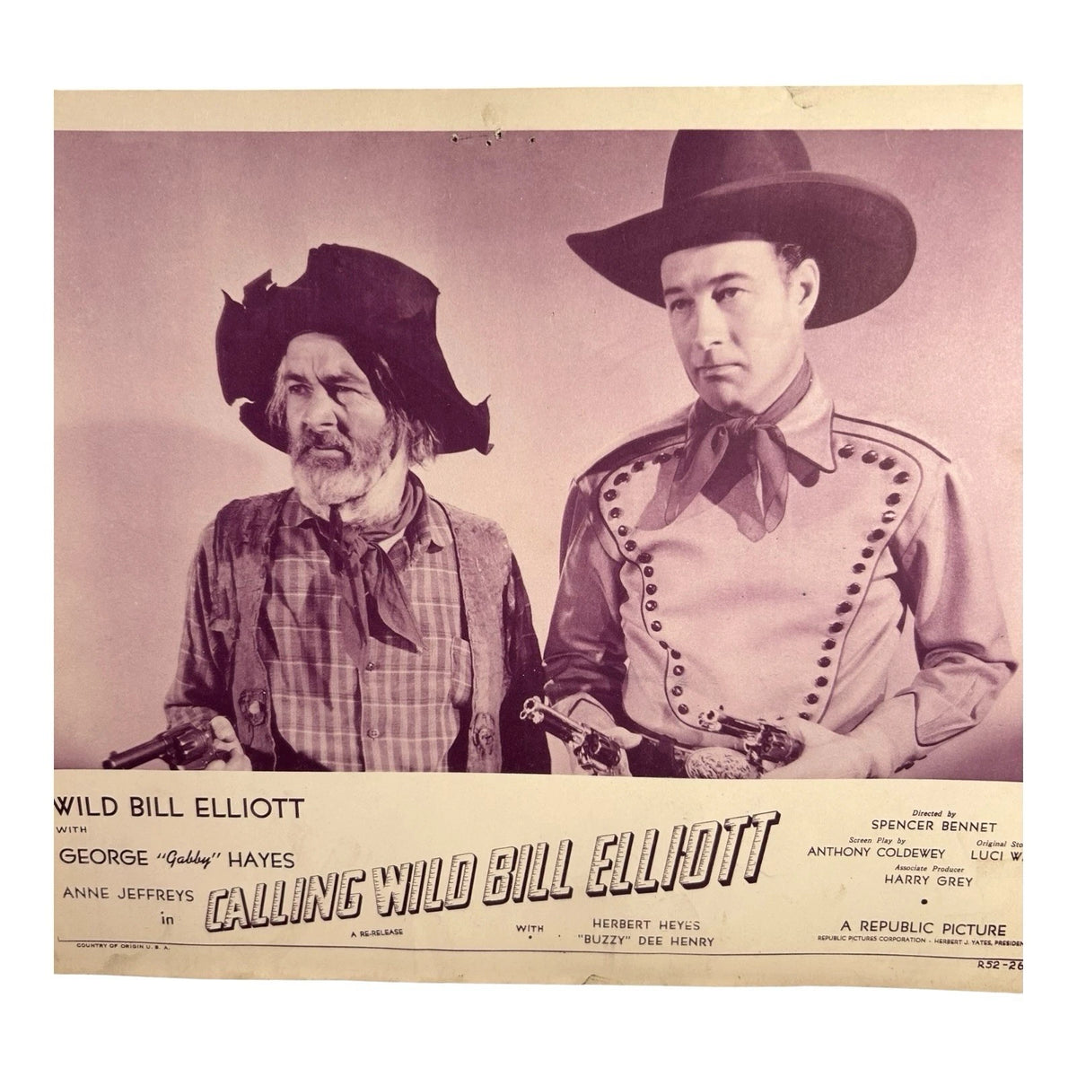 Vintage Western Movie Lobby Card Calling Wild Bill Elliott 1943