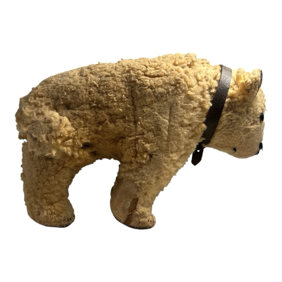 Antique Stuffed Toy Polar Bear with Leather Pads on Feet