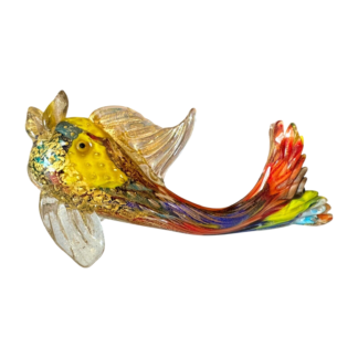 Vintage Murano Handblown Mutlicolor Gold Fleck Art Glass Fish