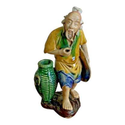Antique Yellow Glazed Chinese Export Ceramic Pottery Mudman Figurine