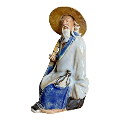 Antique Chinese Export White Glazed Ceramic Pottery Mudman Figurine - Image 2
