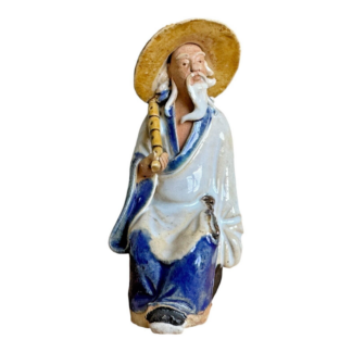 Antique Chinese Export White Glazed Ceramic Pottery Mudman Figurine