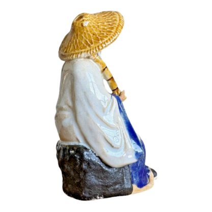Antique Chinese Export White Glazed Ceramic Pottery Mudman Figurine - Image 3