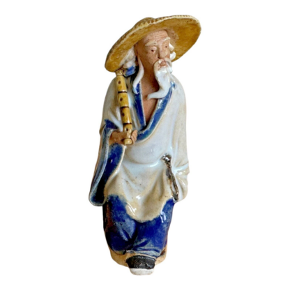 Antique Chinese Export White Glazed Ceramic Pottery Mudman Figurine - Image 6