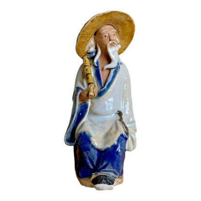 Antique Chinese Export White Glazed Ceramic Pottery Mudman Figurine - Image 7