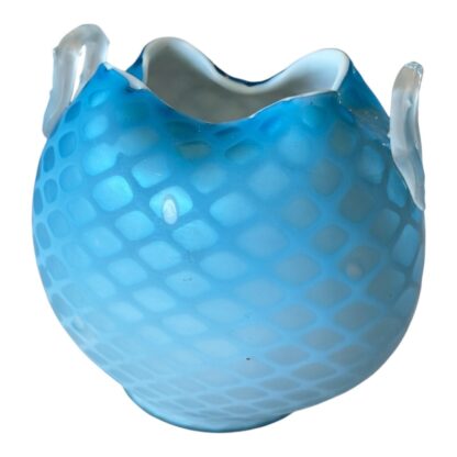 Antique Mount Washington Blue Pairpoint Quilted Satin Mother of Pearl Glass Vase - Image 9