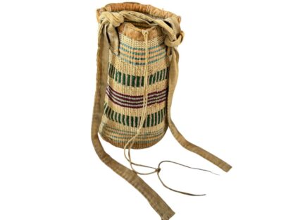 Antique Native American Nez Perce Woven Corn Husk "Sally Bag" Bucket Bag - Image 3