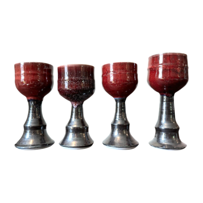 Vintage Red Glazed Studio Art Pottery Chalice Cups (Signed by Gerry Williams) - Image 6