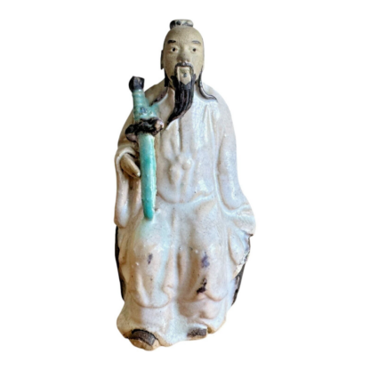 Antique Chinese Export White Glazed Ceramic Pottery Mudman Figurine - Image 5