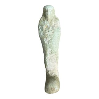 Ancient Egyptian Hand-Carved Faience Glazed Stone Ushabti Figure