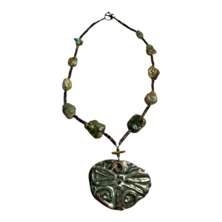 Vintage Native American Turquoise & Stone Necklace with Butterfly Pendant