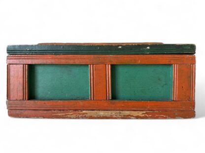Antique Primitive Orange & Green Pine Wood Country Folk Art Document Box - Image 5