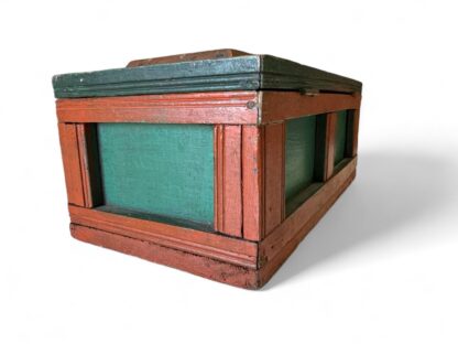Antique Primitive Orange & Green Pine Wood Country Folk Art Document Box - Image 9