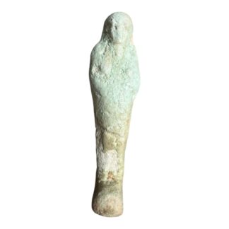 Ancient Egyptian Hand Carved Faience Glazed Stone Ushabti Figure
