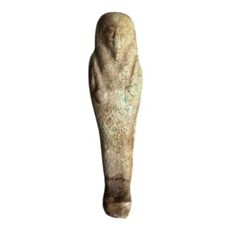 Ancient Egyptian Hand-Carved Faience Glazed Stone Ushabti Figurine