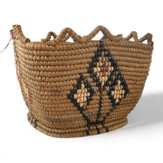 Antique Native American Salish Thompson River Imbricated Floral Basket