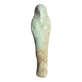 Ancient Egyptian Hand-Carved Faience Glazed Stone Ushabti Figure