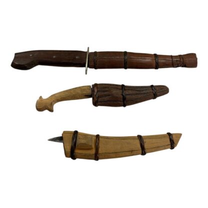 Vintage WW2 WWII Trench Art Set of 3 Knives and Sheaths - Image 5