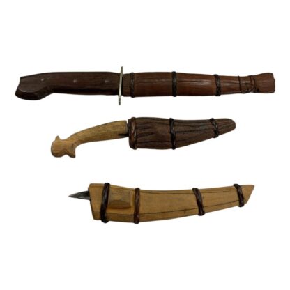 Vintage WW2 WWII Trench Art Set of 3 Knives and Sheaths - Image 6