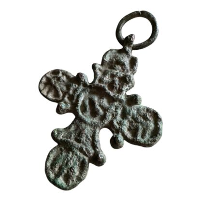 Ancient Byzantine Empire Bronze Christian Cross Pendant - Image 2