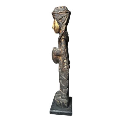 Antique Thai Wood Carved Gold Gilt Figural Buddha on Lotus Base - Image 3