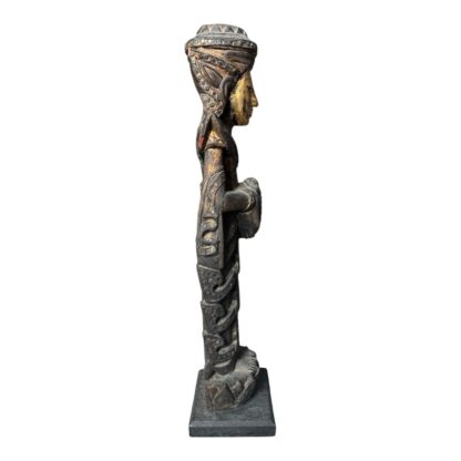 Antique Thai Wood Carved Gold Gilt Figural Buddha on Lotus Base - Image 6