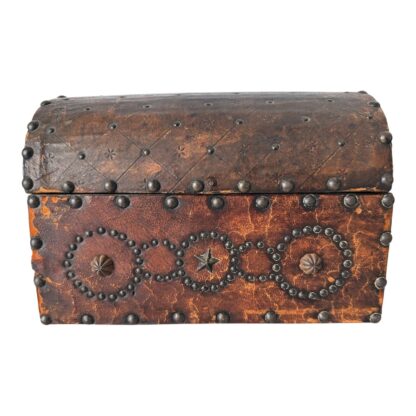 Antique Americana Leather and Wood Document Box with Decorative Studs