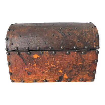 Antique Americana Leather and Wood Document Box with Decorative Studs - Image 6