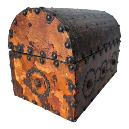 Antique Americana Leather and Wood Document Box with Decorative Studs - Image 8