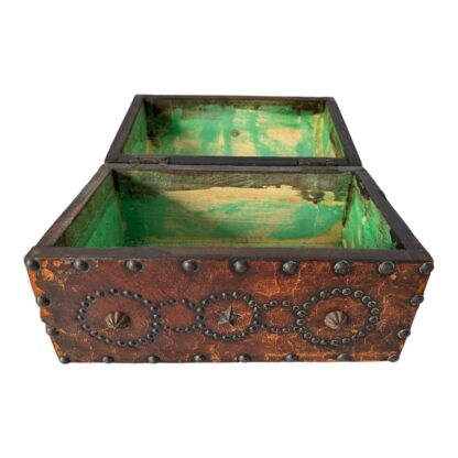 Antique Americana Leather and Wood Document Box with Decorative Studs - Image 12