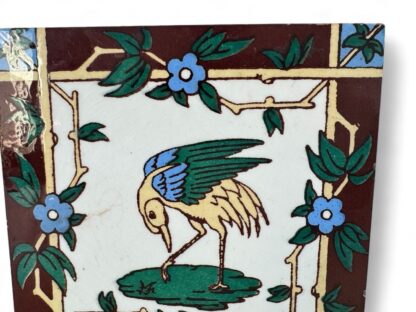 Antique Minton's China Works Stoke on Trent Ceramic Decorative Bird Tile - Image 3