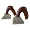 Antique Folk Art Wood Carved Toucan Bird Bookends - Image 7