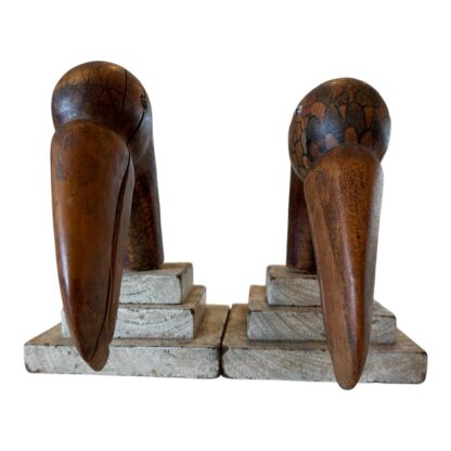 Antique Folk Art Wood Carved Toucan Bird Bookends - Image 11