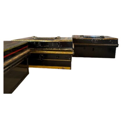 Antique English Metal Cash Money Security Box Bank Tins (Set of 5) - Image 4
